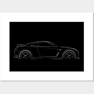 Nissan GT-R - profile stencil, white Posters and Art